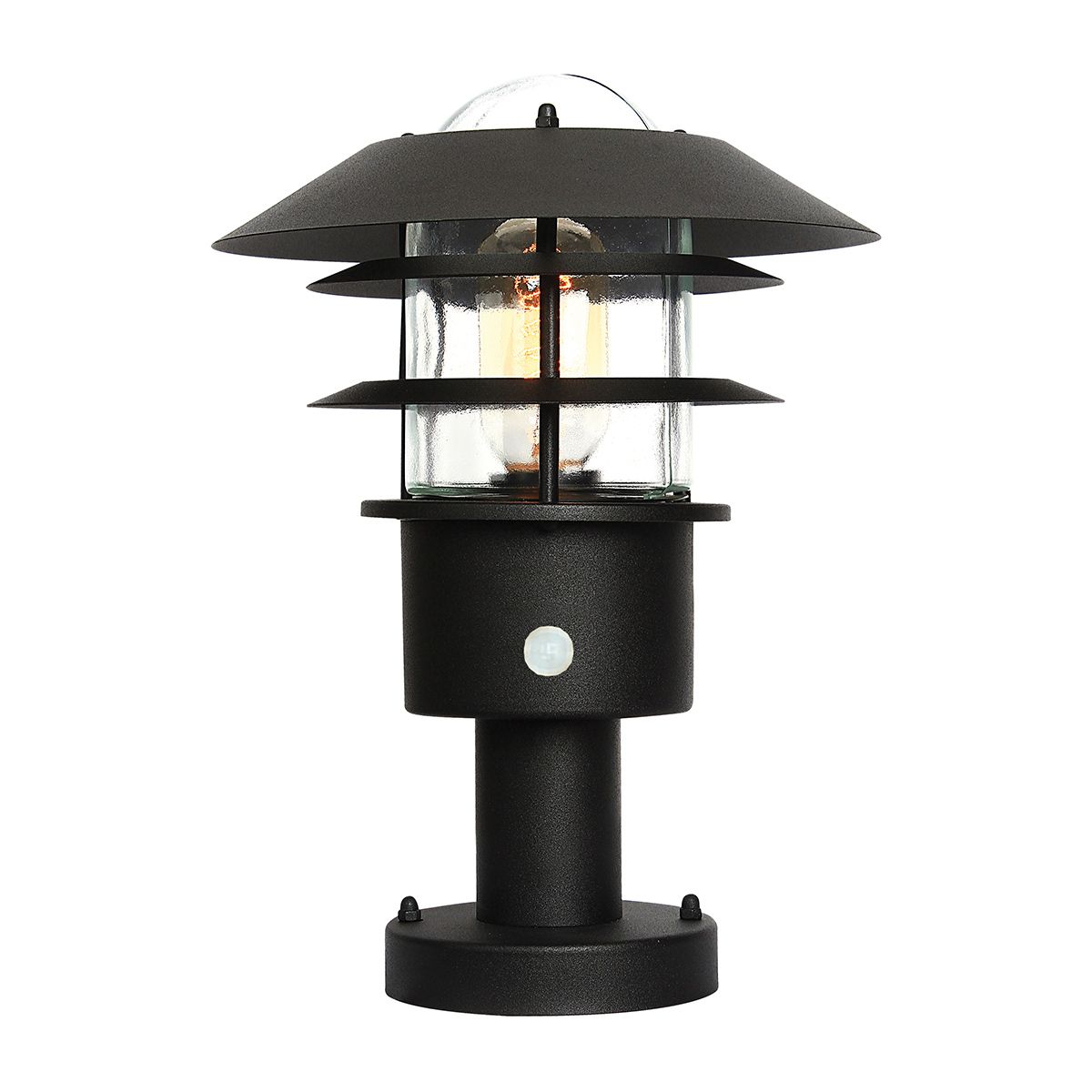 Helsingor Black PIR Pedestal Lantern