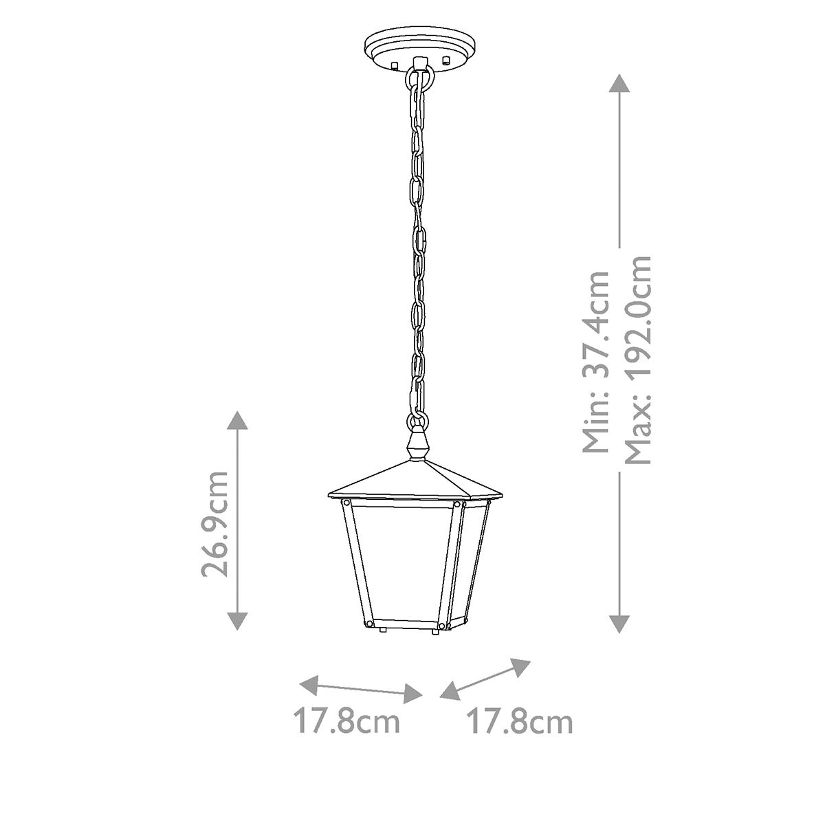Hinkley Huntersfield Small Black Outdoor Chain Lantern — alternate view