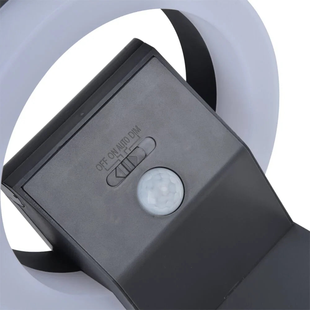 Lutec Runda PIR Outdoor LED Solar Bollard - Dark Grey