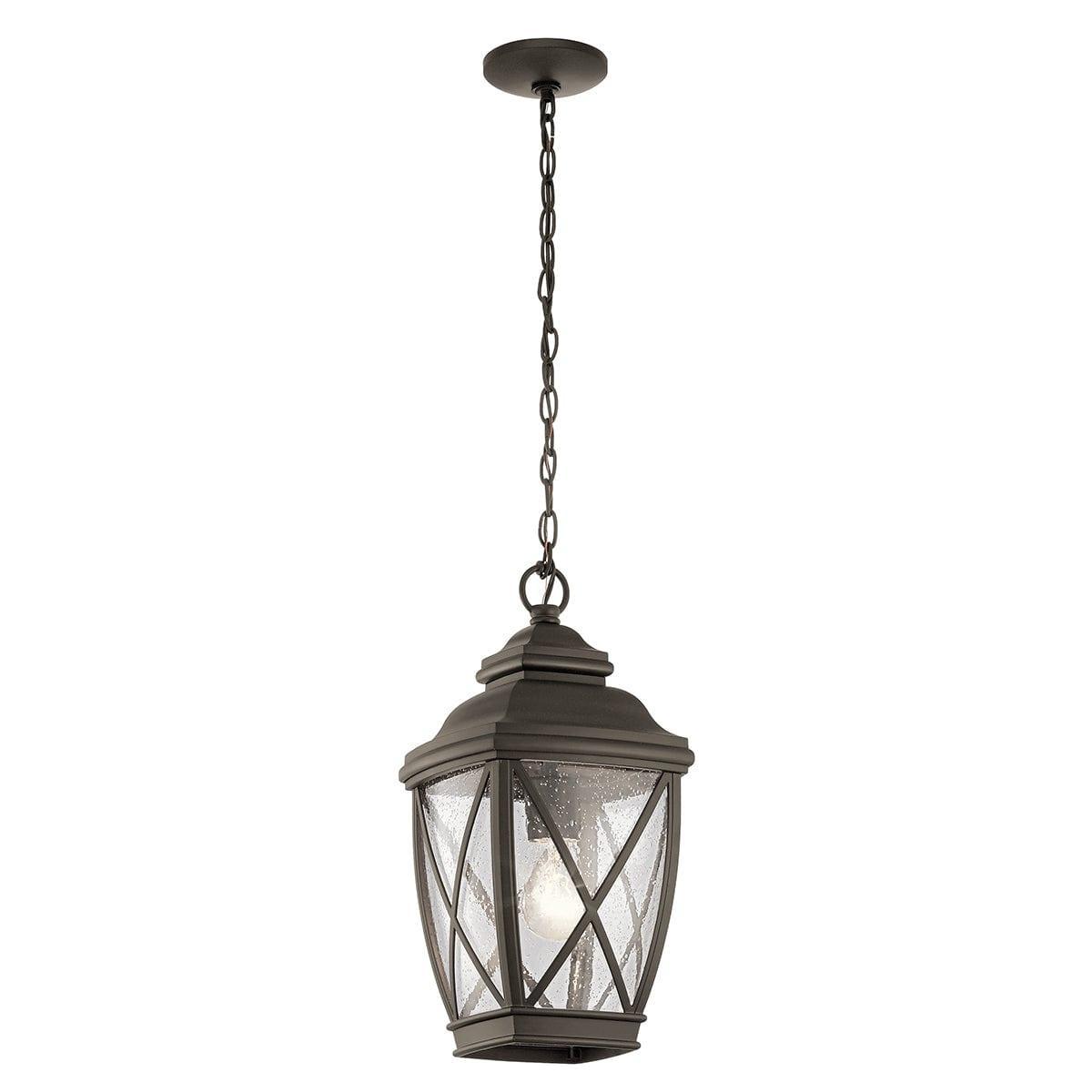 kichler tangier medium 7 5 inch bronze outdoor pendant chain lantern