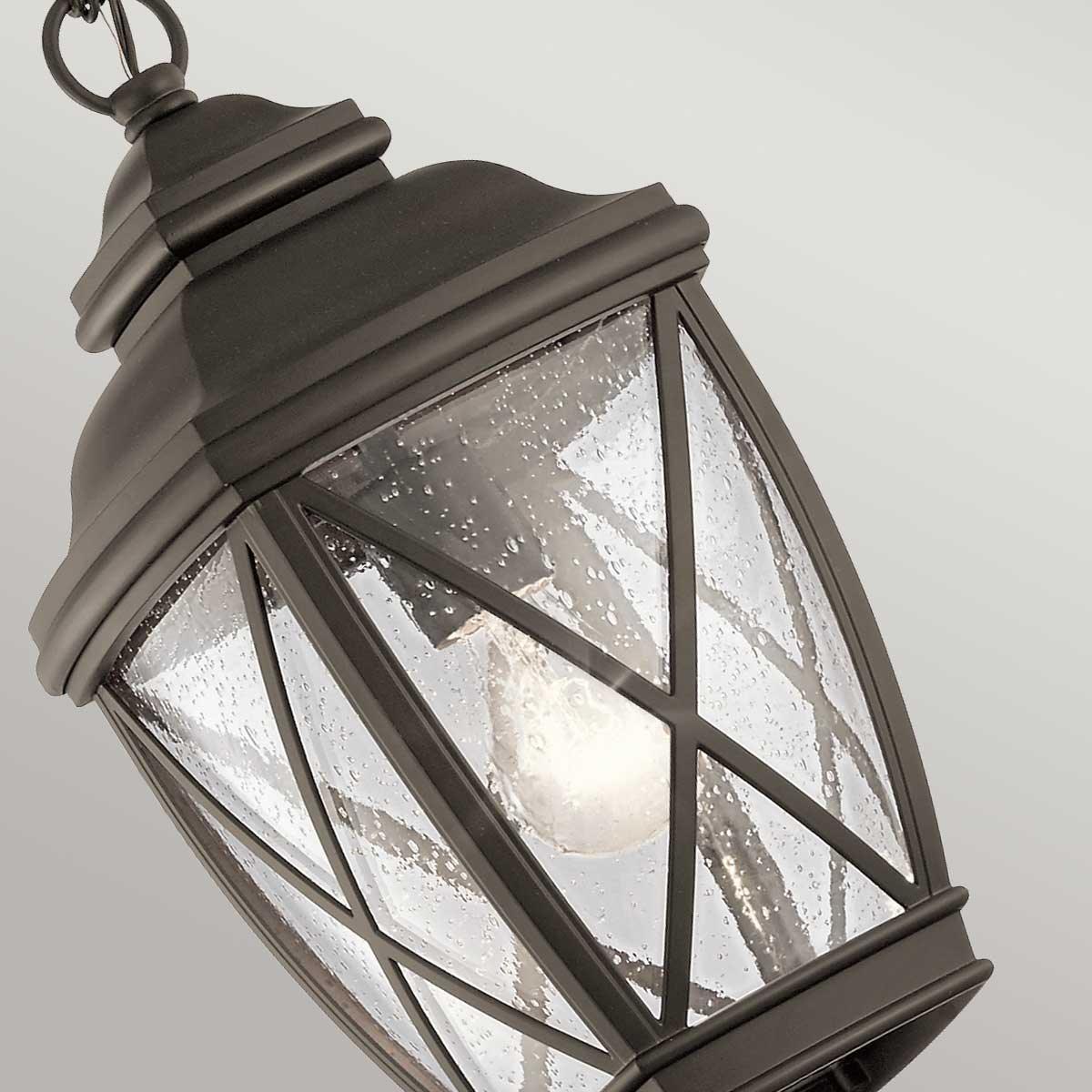 Kichler Tangier Medium 7.5" Bronze Outdoor Pendant Light — lifestyle setting