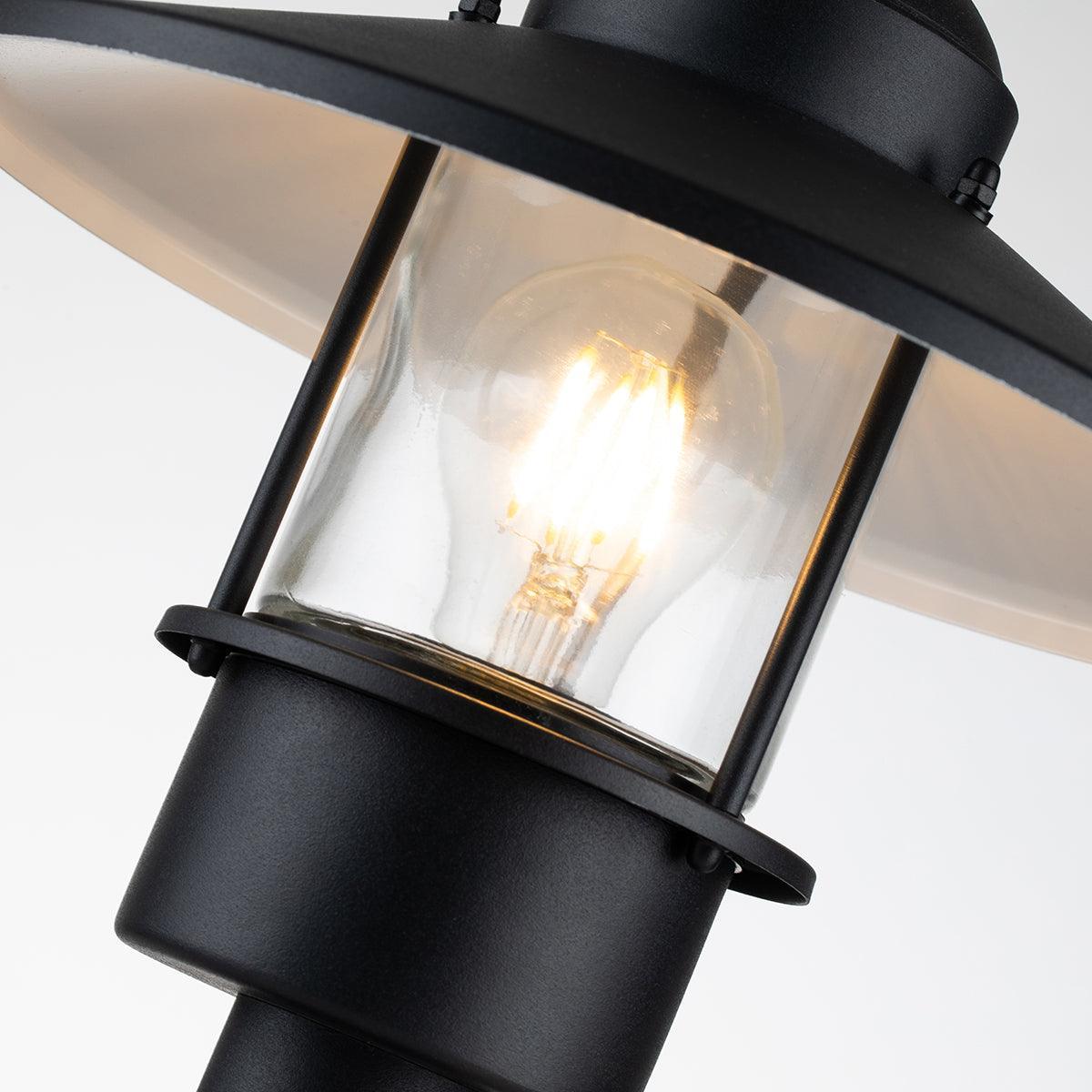 elstead klampenborg 1 light black outdoor pedestal Detailed Close Up