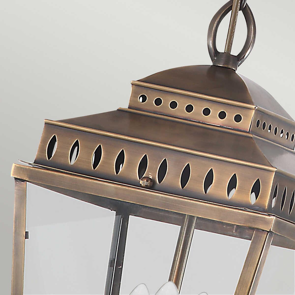 mansion house 3 light brass outdoor chain lantern elstead lighting Close Up LED Bulb