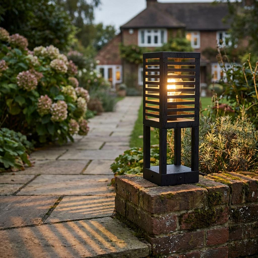 Eglo Alamonte 3 IP44 Black Cuboid Pedestal Light