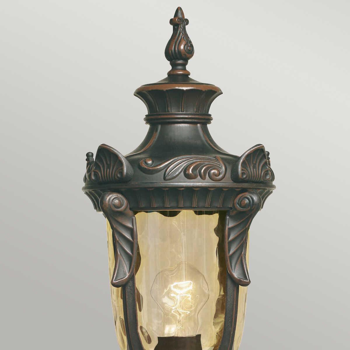 elstead philadelphia old bronze finish medium outdoor pedestal lantern Detailed Close Up
