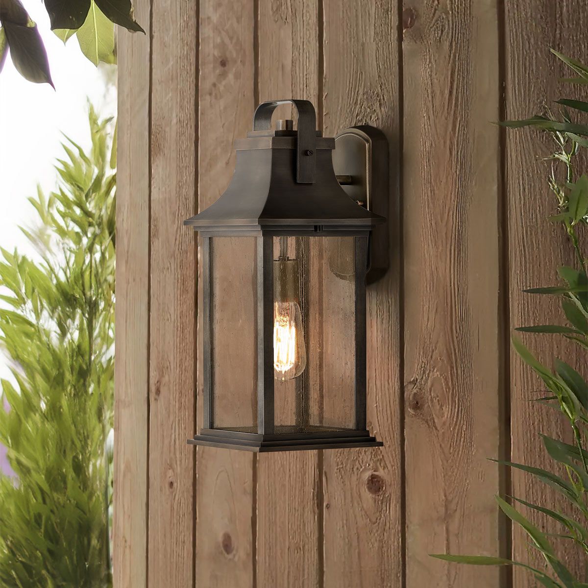 Grant 1 Light Medium Bronze Outdoor Wall Lantern