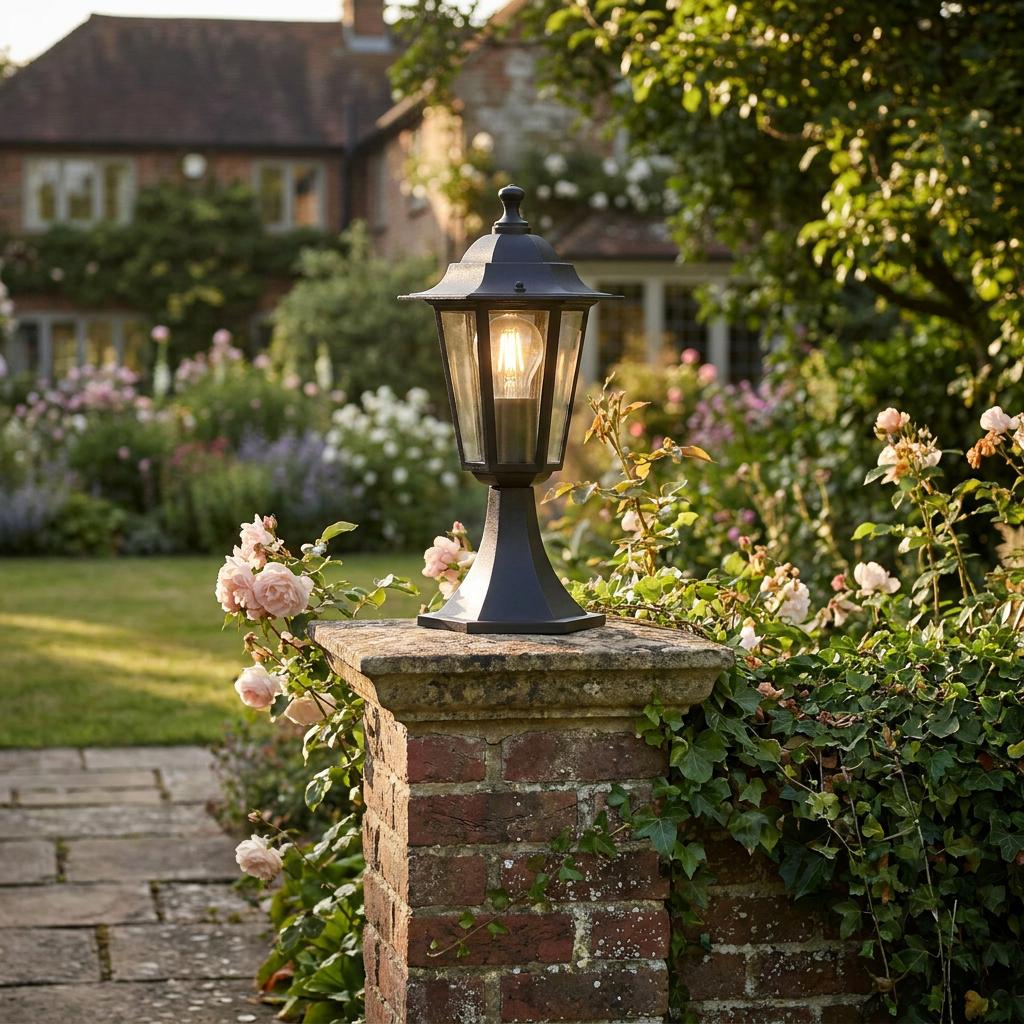 Eglo Laterna 4 IP44 Black Pedestal Light