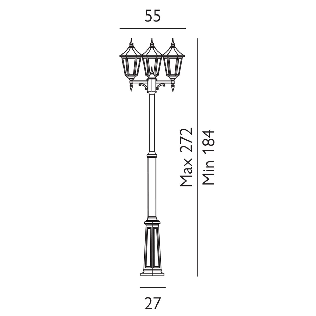 elstead valencia black finish outdoor three arm lamp post LED Lamp Bulb Guide