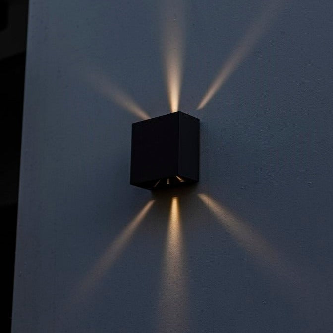 Lutec Gemini Beams Outdoor LED Wall Light In Matt Black 5104003012 detail 1