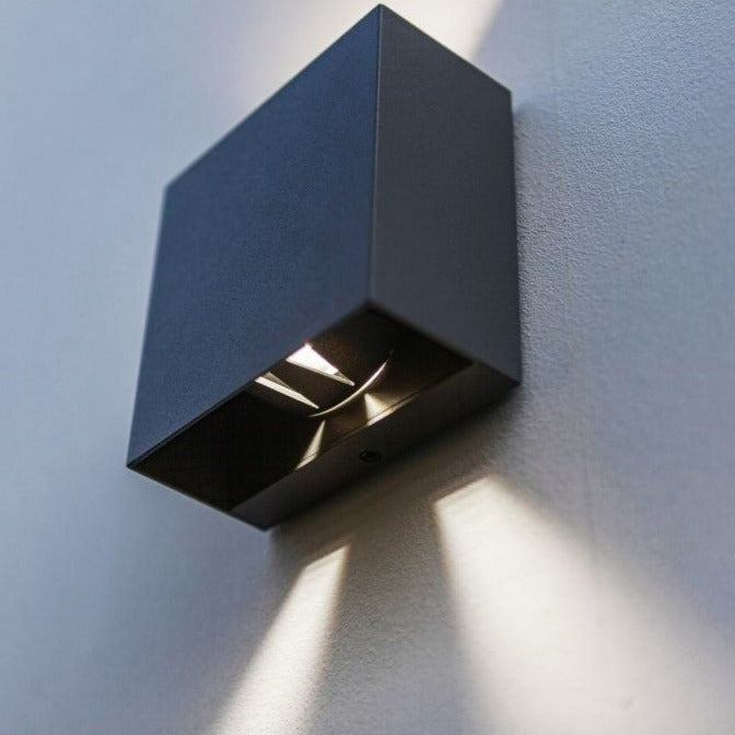 Lutec Gemini Beams Outdoor LED Wall Light In Dark Grey 5104005118 Light pattern 1