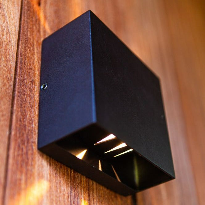 Lutec Gemini Beams Outdoor LED Wall Light In Dark Grey 5104005118 close-up