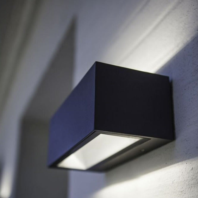 Lutec Gemini Outdoor LED Wall Light In Dark Grey 5189101118 close-up