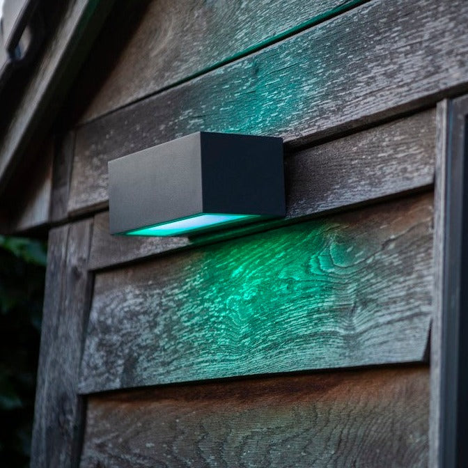 Lutec Gemini Dark Grey Outdoor LED Brick Wall Light 5189120118 Green Blue Light