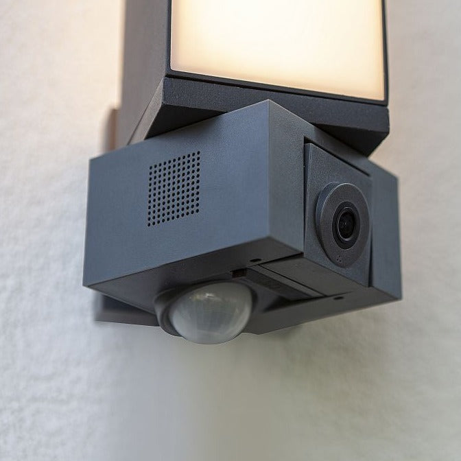 Lutec Cuba Outdoor LED Wall Light With Camera & PIR Sensor - Grey 5193812118 close up image