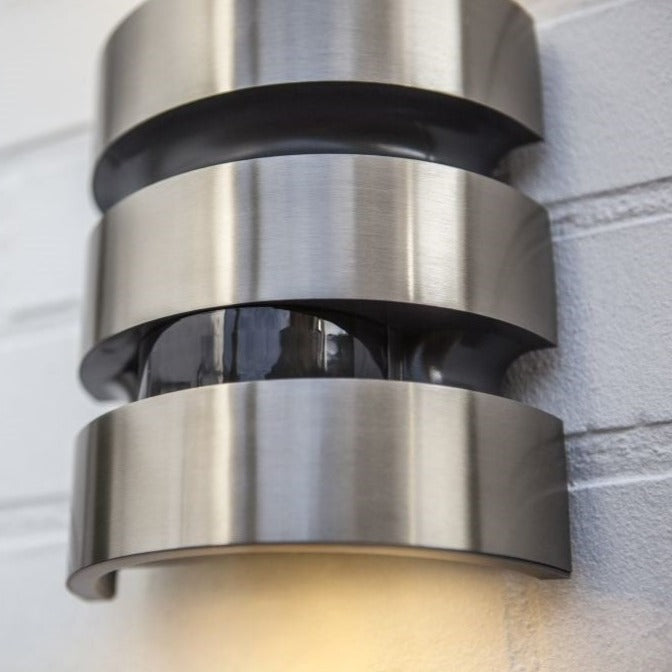 Lutec Maya Small Silver Outdoor Pir LED Wall Light In Stainless Steel - Motion Sensor 5198401001 - close-up