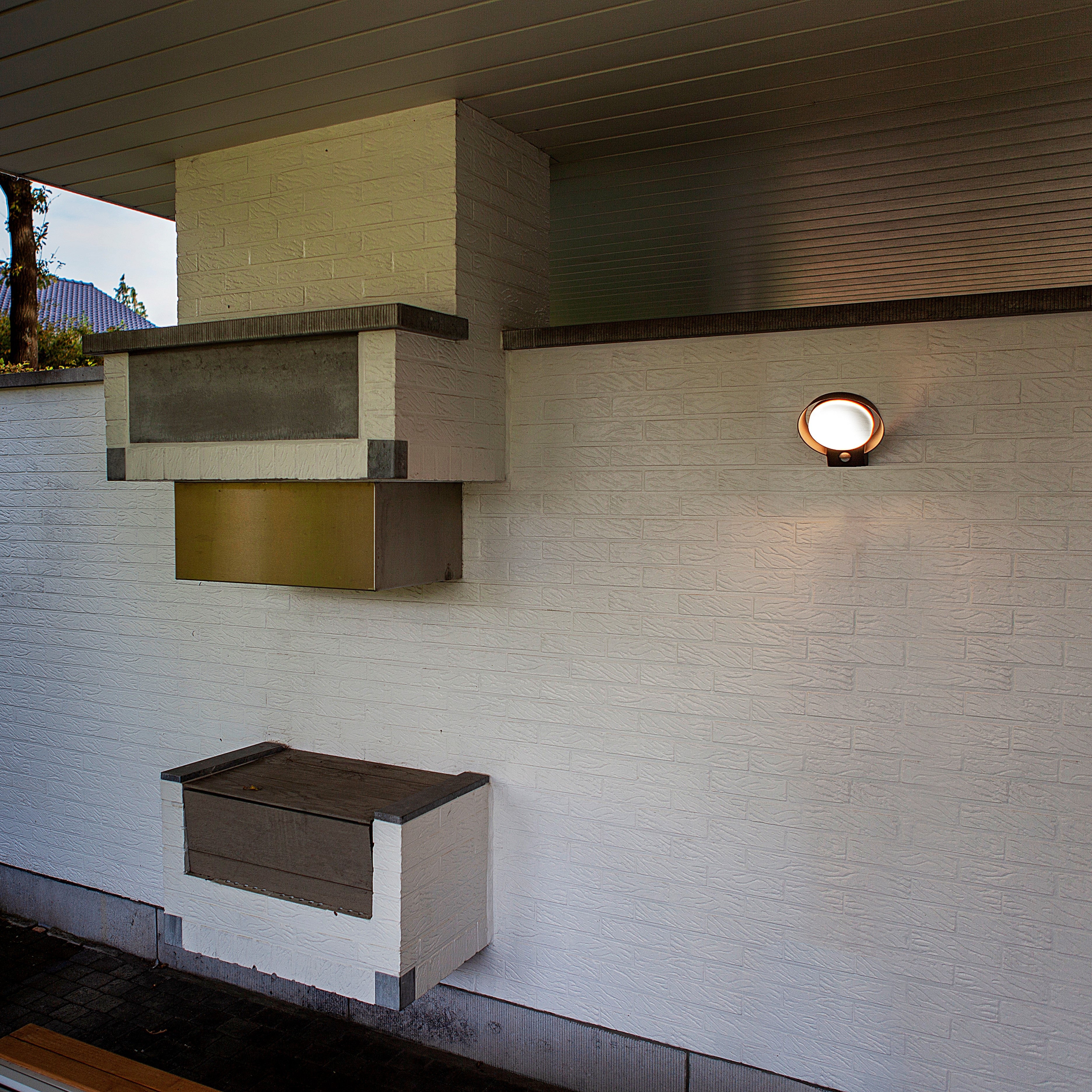 Lutec Polo Grey Outdoor LED Wall Light With PIR Sensor_Garden Wall