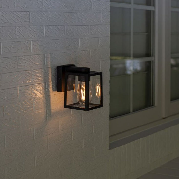 Lutec Shiva Outdoor Down Black Wall Light 5206501012 Outside wall with side view