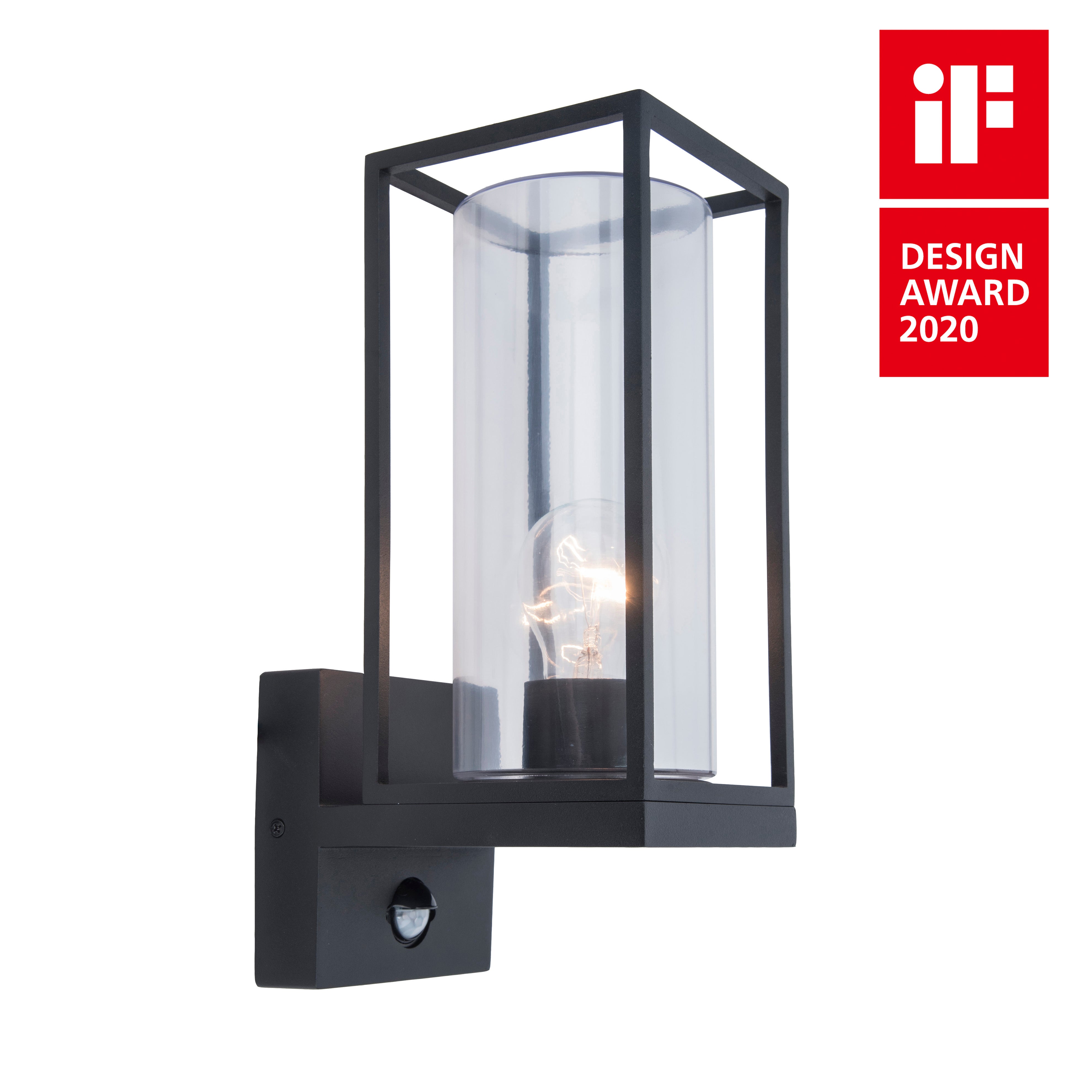 Lutec Flair PIR Outdoor Wall Light In Matt Black 5288802012
