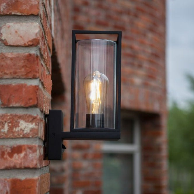 Lutec Flair PIR Outdoor Wall Light In Matt Black 5288802012 side view