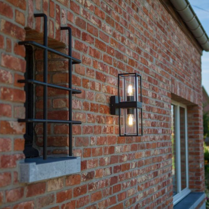 Lutec Flair 2 Light Outdoor Lantern Wall Light - Black 5288804012 Outside wall