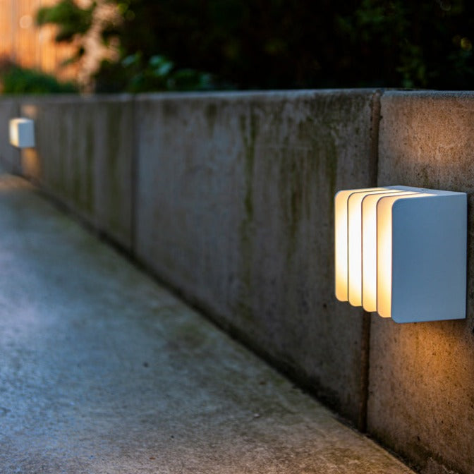 Lutec Gridy LED Outdoor Wall Light In Matt White 5289401469 outside wall