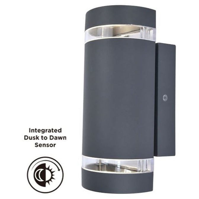Lutec Focus Outdoor Up & Down Wall Light - Dusk To Dawn Sensor 5604023118