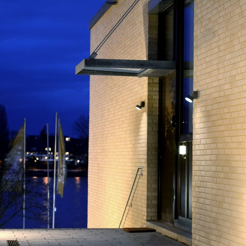 Lutec Trumpet IP54 Integrated LED Outdoor Wall Light - Grey 5626001118 Two fixed to an outside wall