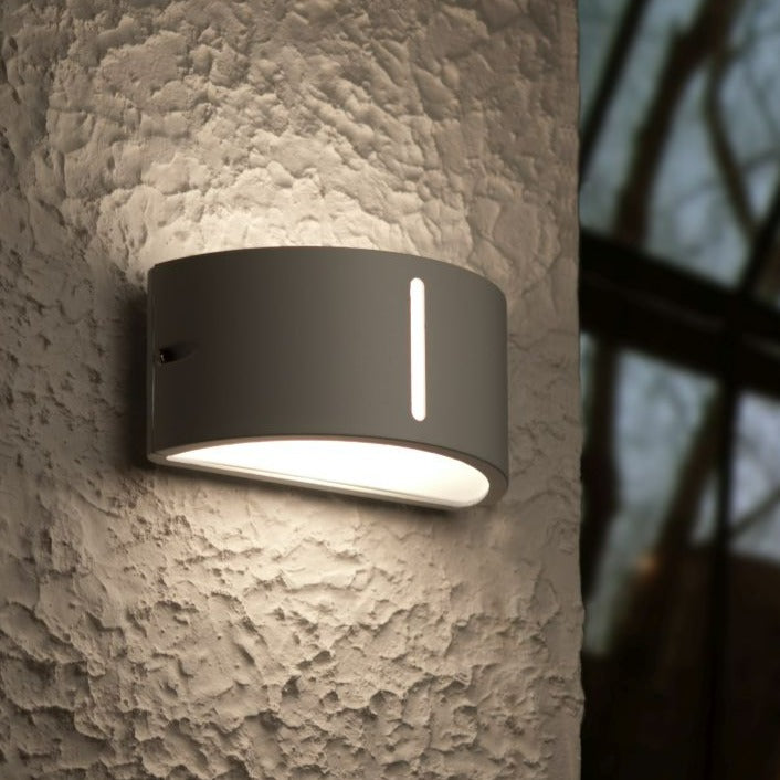 Lutec Bonn Silver Outdoor Wall Light 6330402001 close-up lit