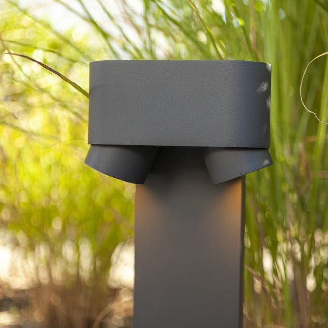 Lutec Cypres Grey Outdoor Bollard Light 6604004118 Close-up
