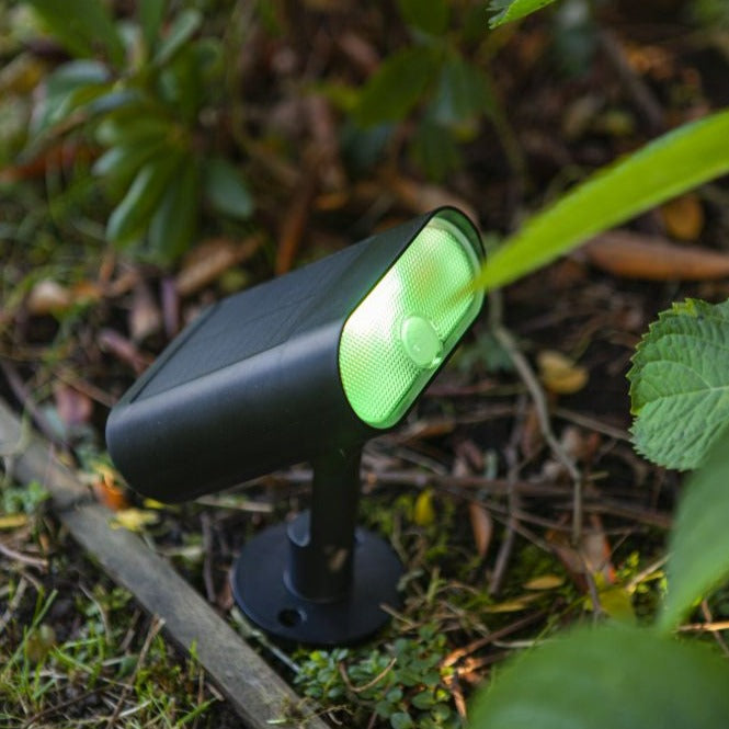 Lutec Ginbo Solar LED Black Outdoor Wall Light with Spike 6938405330 Green light