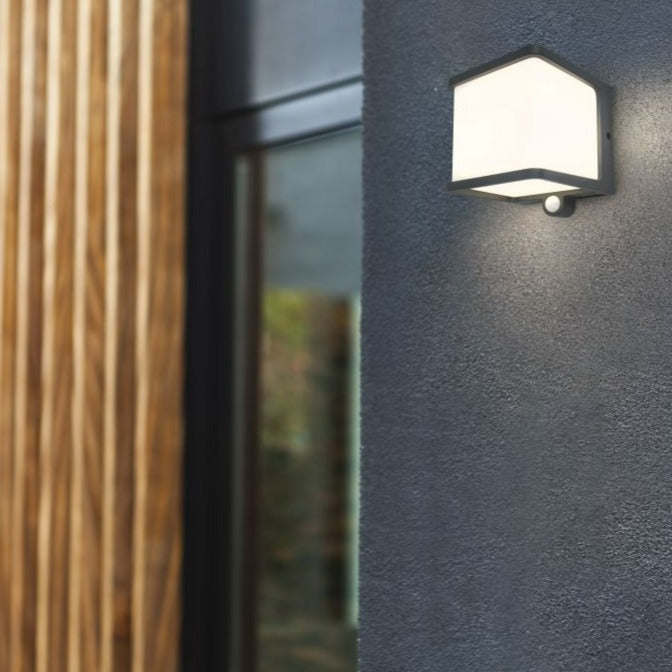 Lutec Doblo LED Solar Grey Wall Light - Motion Sensor