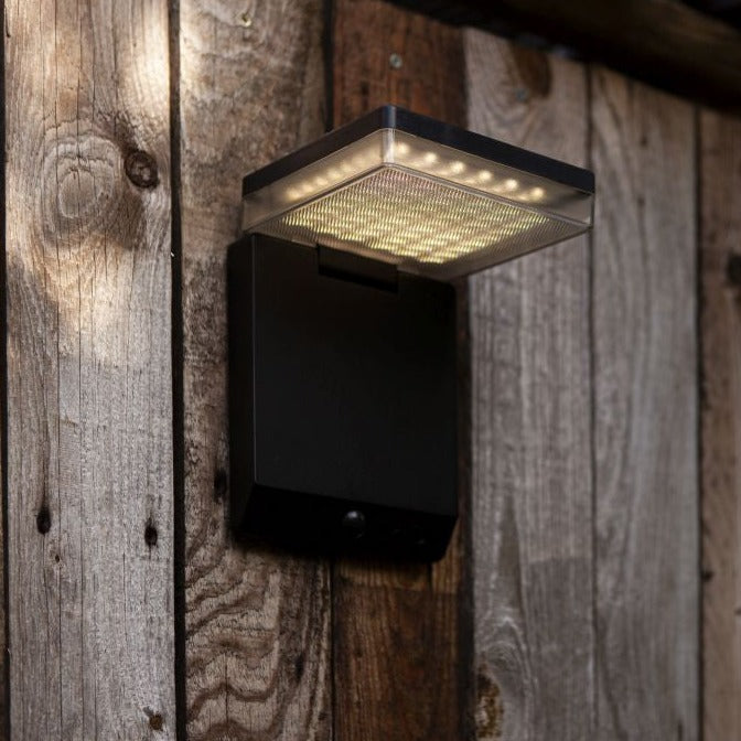 Lutec Moze Smart Solar Black LED Wall Light With PIR6943101012