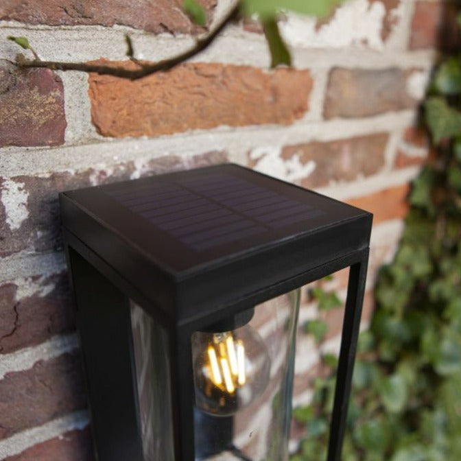 Lutec Flair Solar PIR Outdoor Wall Light - Black 6988804012 - solar panel
