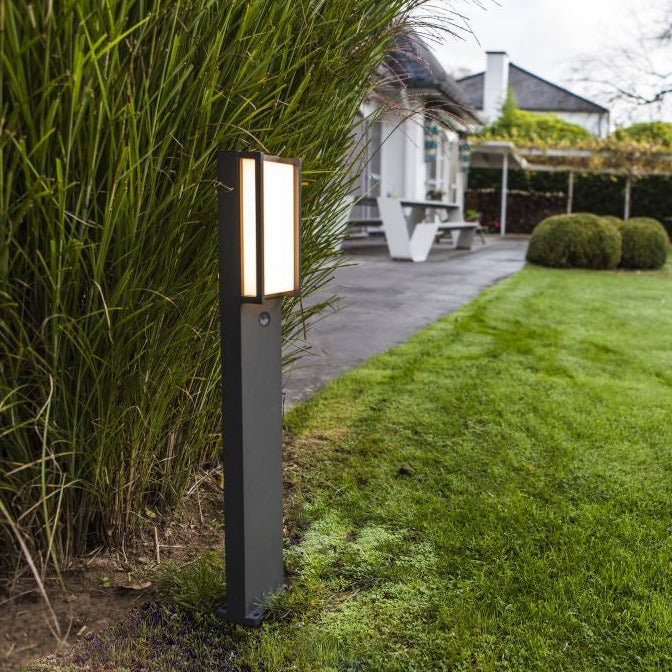 Lutec Qubo IP54 Integrated LED Bollard Pathway Light In Dark Grey 7193004118