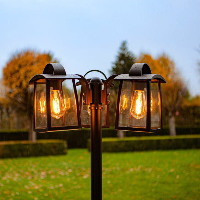 Lutec Kelsey 3 Light Large Outdoor Lamp Post - Matt Black 7273606012