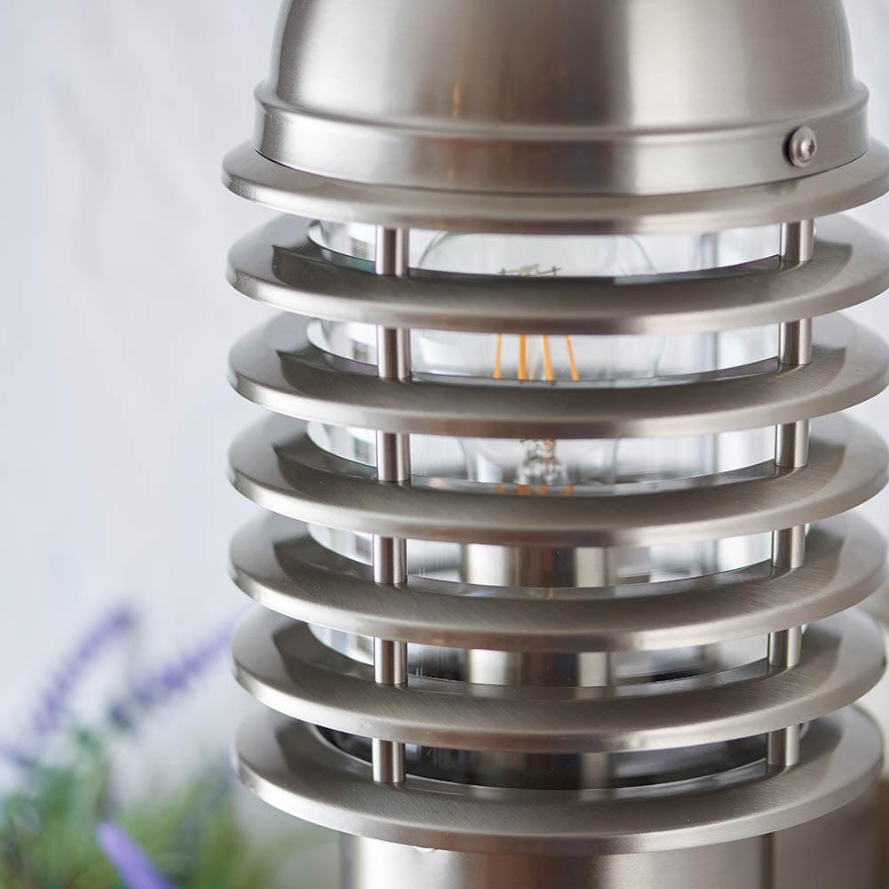 Louvre Brushed Stainless Steel Outdoor Wall Light With PIR