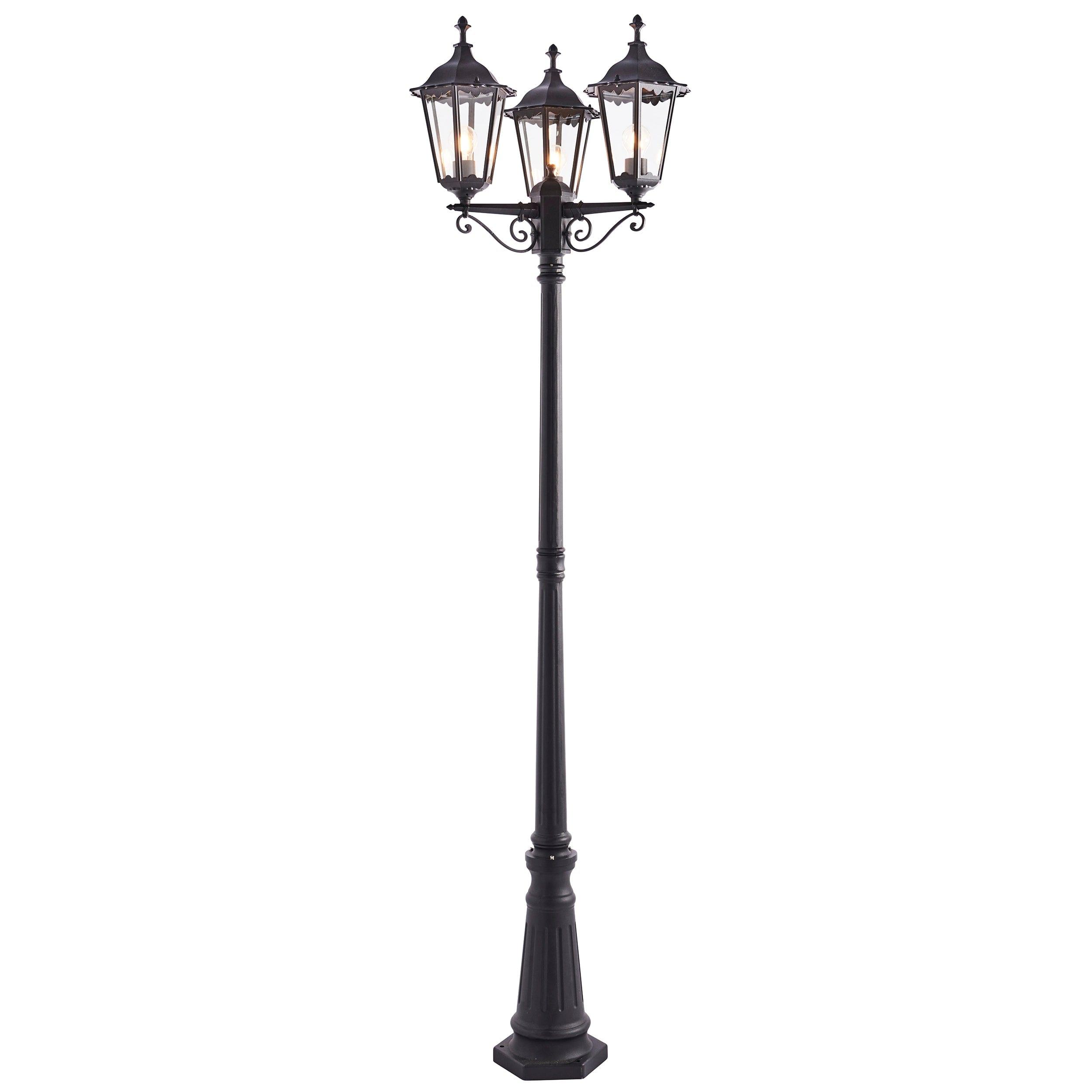 Endon Burford 3 Light Black Outdoor Lamppost