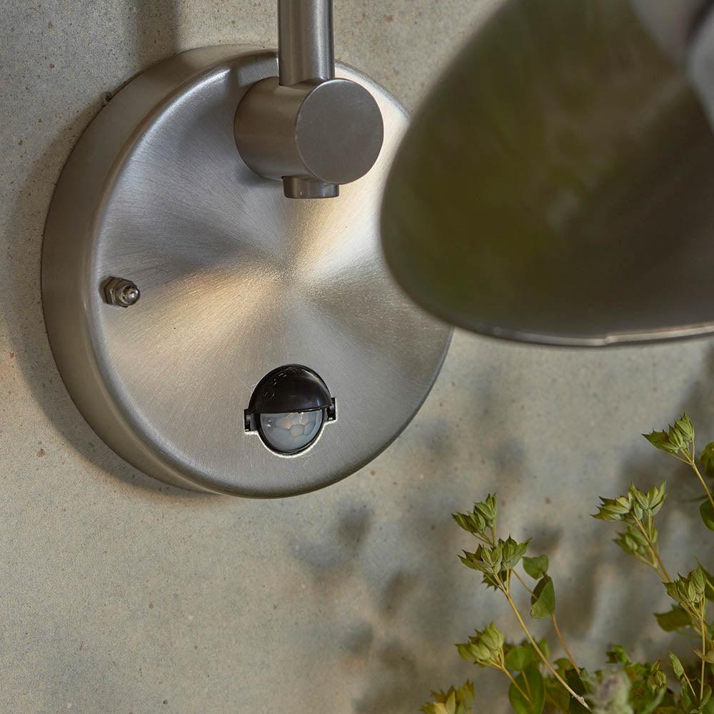 Lincoln Stainless Steel Outdoor Wall Light With PIR Sensor