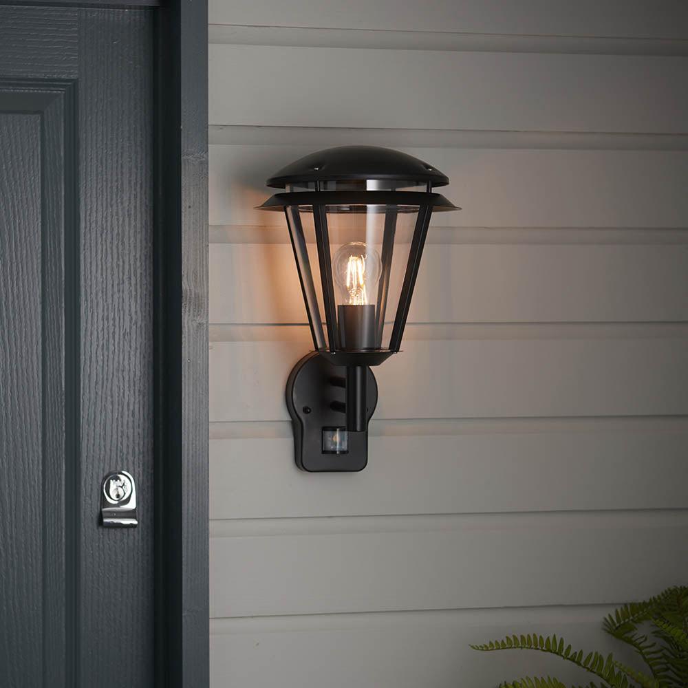 Endon Iken Black Outdoor Wall Light With PIR Sensor