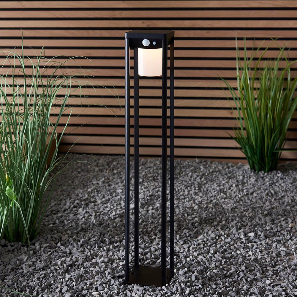 Endon Hallam 1 Light Solar Powered Black Outdoor Bollard