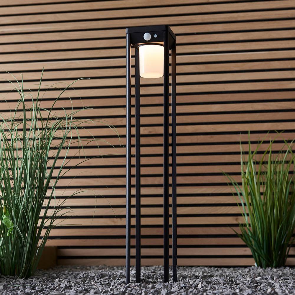 Endon Hallam 1 Light Solar Powered Black Outdoor Bollard