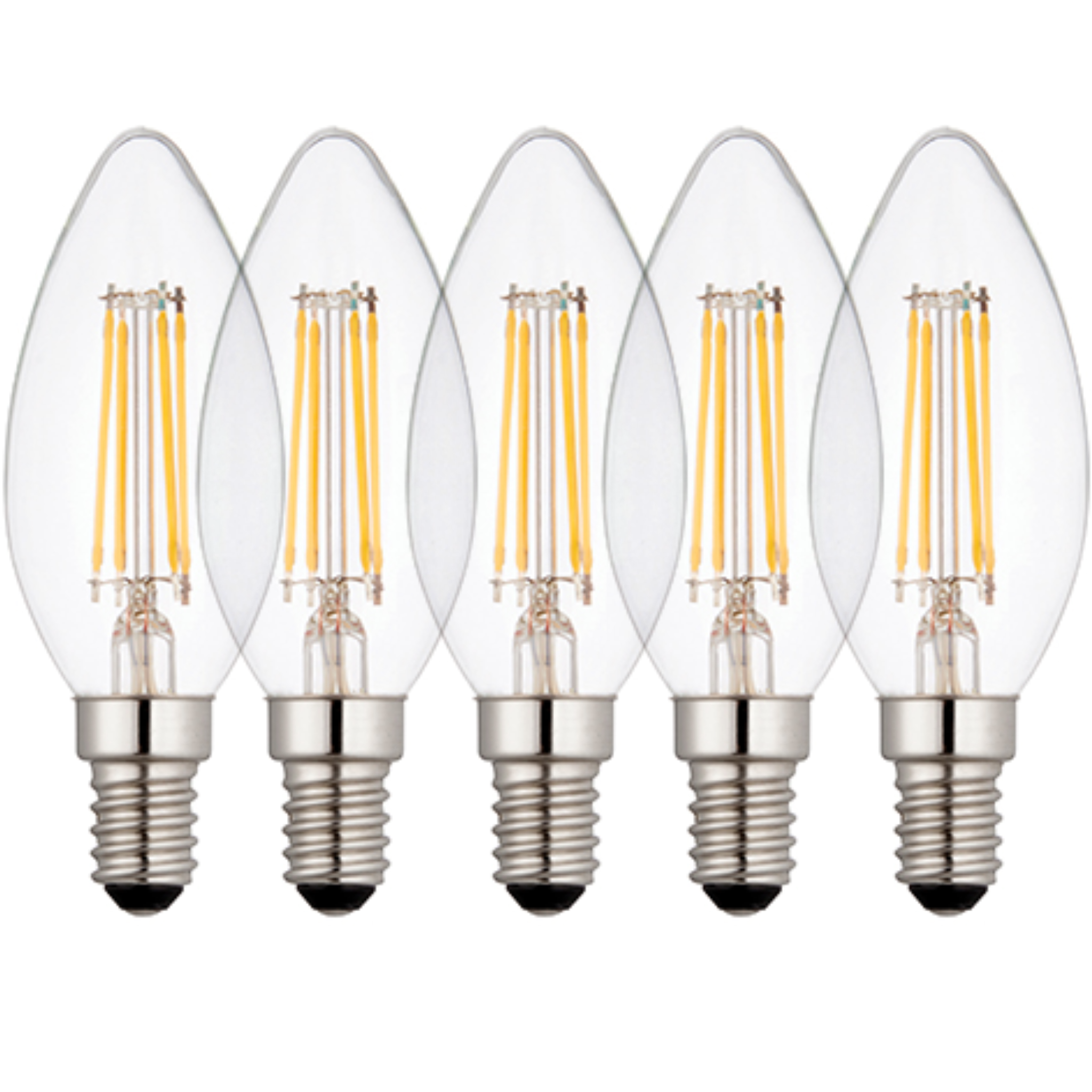 5 x E14 LED Dimmable Lamp/Bulb Candle Filament 4W (25W Equivalent)