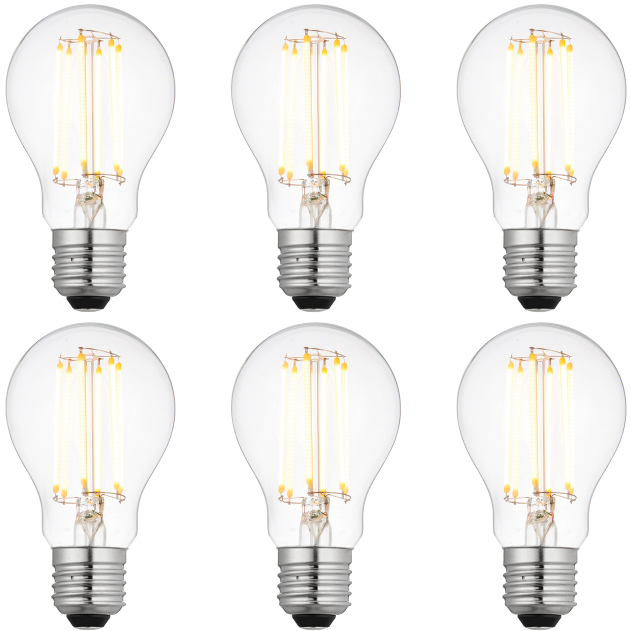 6 x E27 LED Dimmable Filament 6W Lamp/Bulb (40W Equivalent)