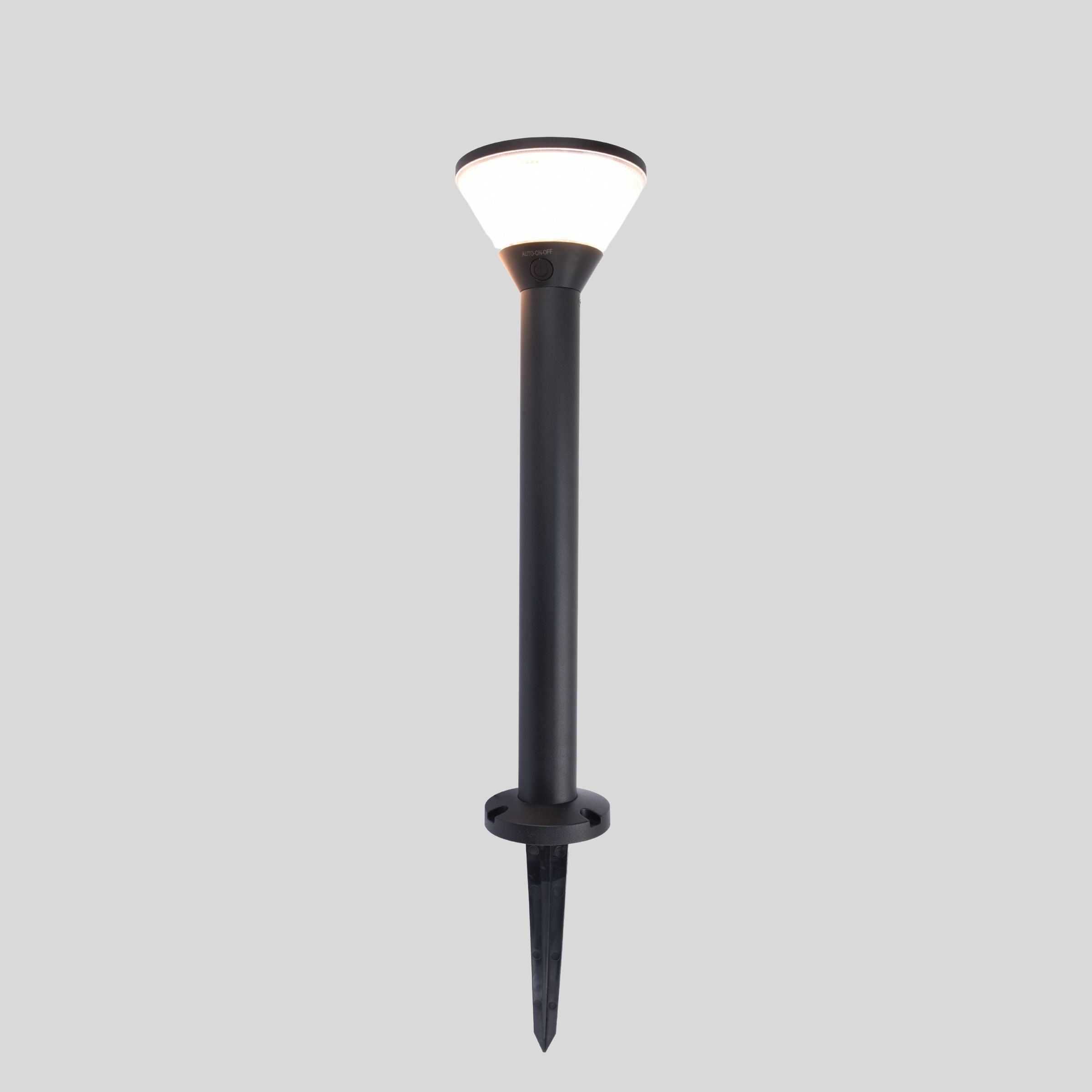 Lutec Karlo Black IP44 Solar LED Bollard Light With Spike 6935802012