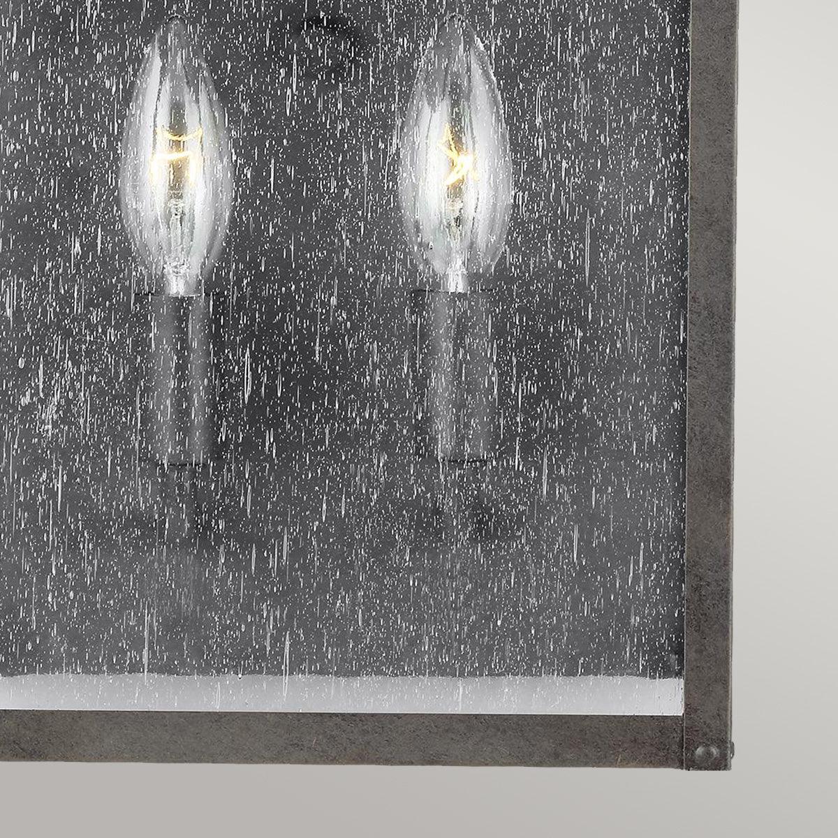 Feiss Galena 2 Light Black Outdoor Half Lantern