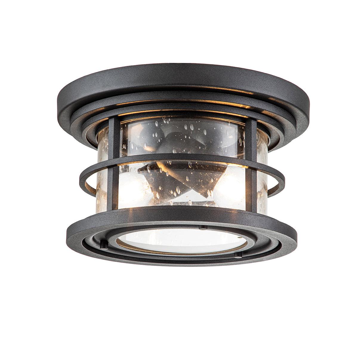 Feiss Lighthouse 2 Light Black Outdoor Porch Ceiling Mount