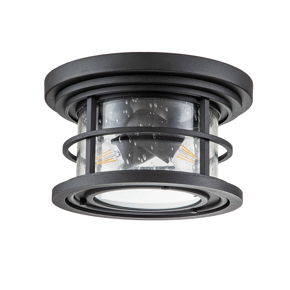 Feiss Lighthouse 2 Light Black Outdoor Porch Ceiling Mount