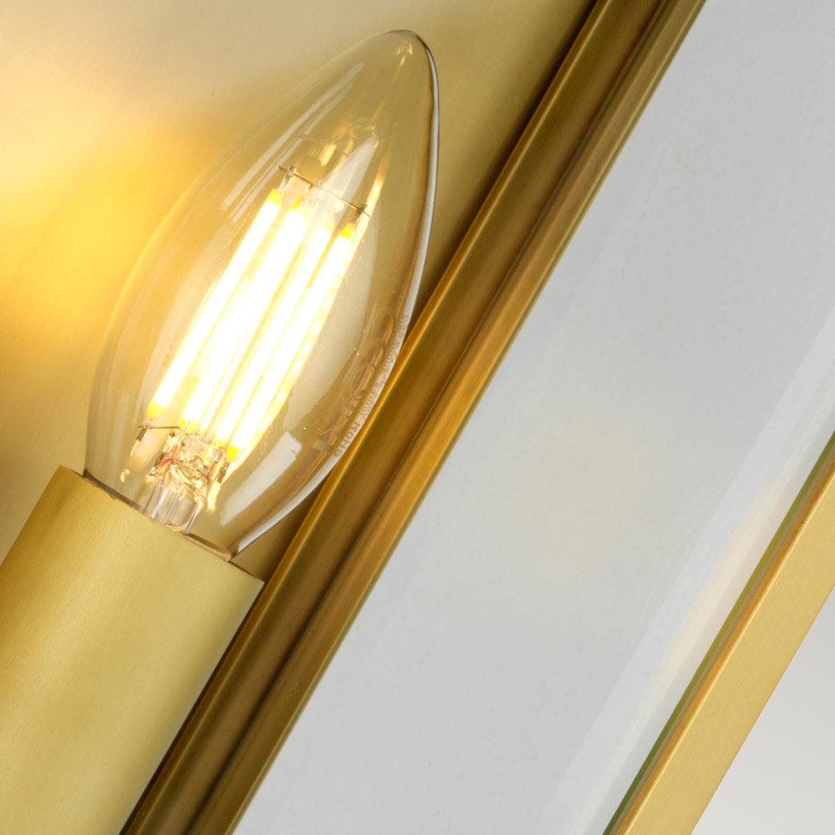 Elstead Holborn 2 Light Medium Brass Outdoor Half Lantern Wide Living Room Image