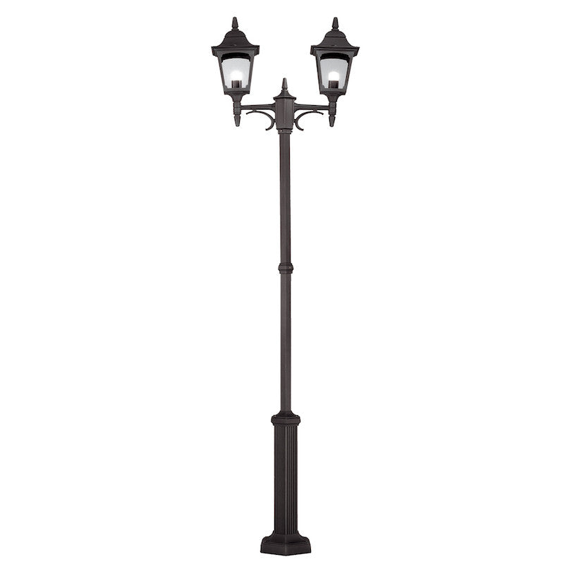 Elstead Chapel Black Finish Outdoor Twin Arm Lamp Post