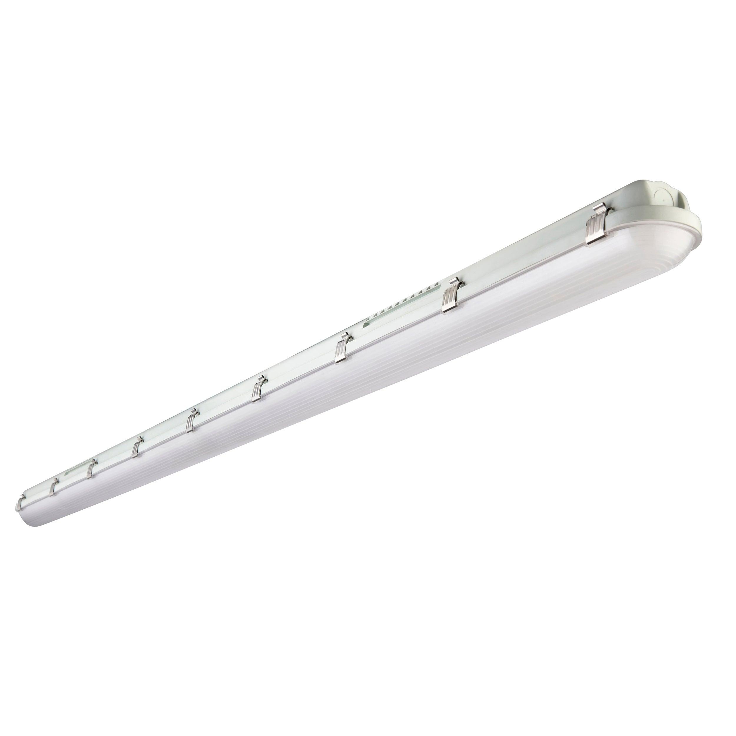 led anti corrosive led cool white batten light 4000k 6ft high lumen em em ip65 57wby Saxby Lighting, close up image